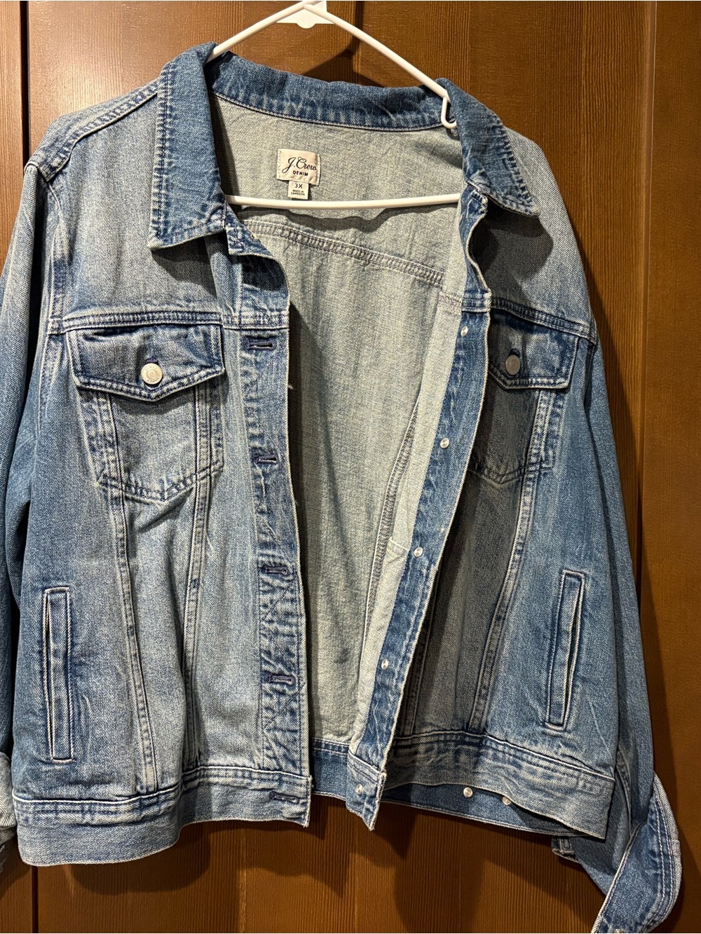 J.Crew Denim Jacket 3X Light Wash Oversized Trucker Jacket NWT-Like
